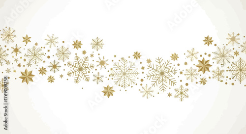 Elegant Gold Snowflake Border Design for Festive Winter Graphics