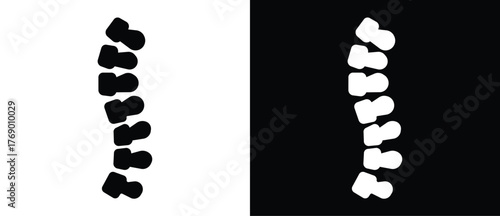 Vertebra Columnis, Back bones icon. Illustration of human bones. orthopedic vector icon, illustration of human bones and skeleton anatomy, human body parts, vector icon flat black and white.