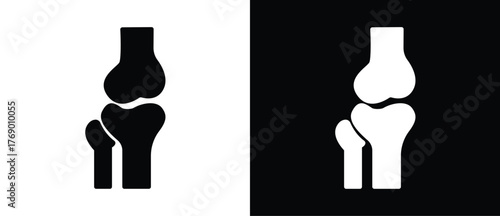 Limb bone icon. Illustration of human bones. Orthopedic vector icon, human bones and skeleton anatomy illustration, human body parts, Black and white flat vector icon.