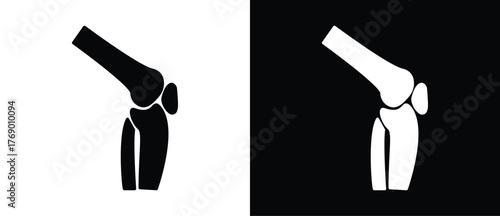 Patella, Knee bone icon. Illustration of human bones. Orthopedic vector icon, human bones and skeleton anatomy illustration, human body parts, Black and white flat vector icon.