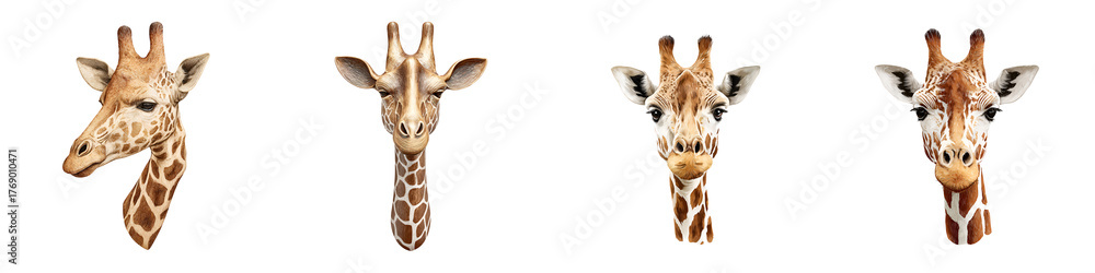 Obraz premium Giraffe Portrait Watercolor Heads - Cute Animal Illustration Set