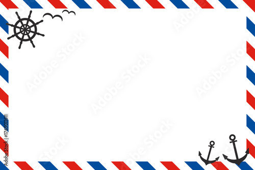 マリンテイストのシンプルなフレームイラスト