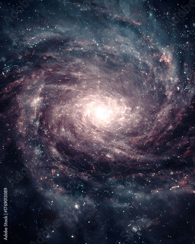 Galactic spiral formation outer space astronomy image cosmic environment telescopic viewpoint