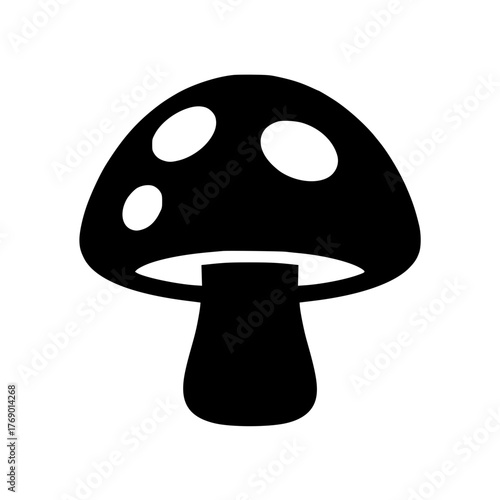 Black Silhouette of a Mushroom, Fungi Icon