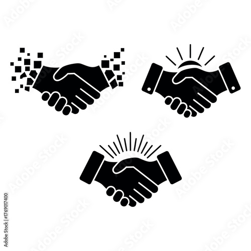 Handshake Icon Set — Business Partnership and Collaboration Symbols