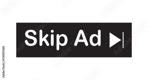 Skip ad button. Black button skip ad for website. Vector icon.  