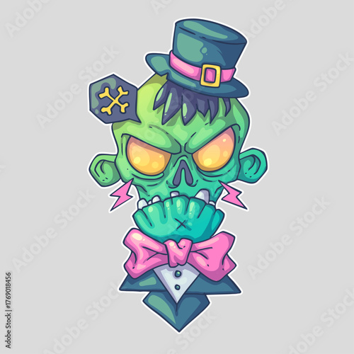 Zombie boy, Cartoon vector character. Trendy style. Vector illustration.