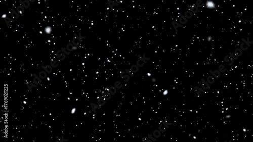 The Snow drop on black background  footage for Christmas or winter concept.