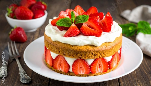 Wallpaper Mural Delicious Strawberry Shortcake Layer Cake with Cream Cheese Frosting Torontodigital.ca