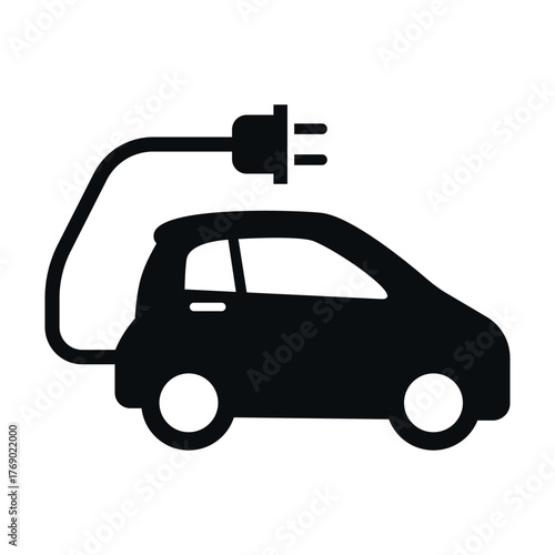 Electric car icon illustrating modern eco-friendly transport solutions for urban environments and sustainable energy trends