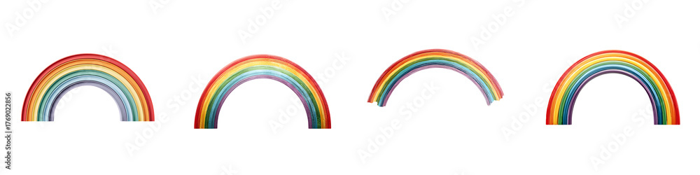 Obraz premium Vibrant Rainbow Arcs: Colorful Spectrum of Light on White