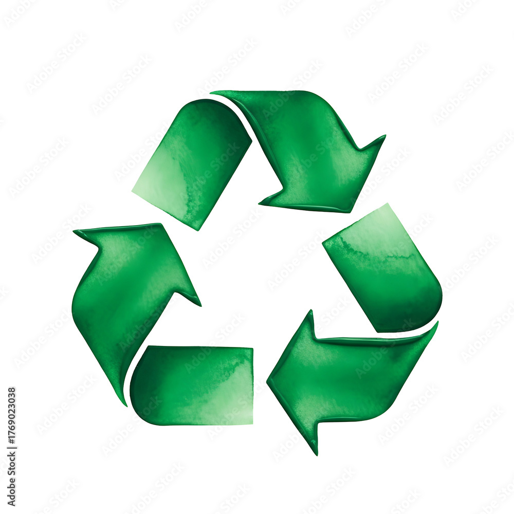 Obraz premium Green Recycle Symbol on Black Background