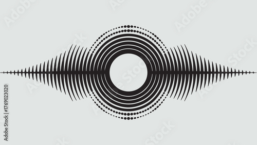 A captivating sound wave illustration, showcasing the dynamic interplay of concentric circles and radiating lines, evoking a sense of rhythm and harmony in visual form