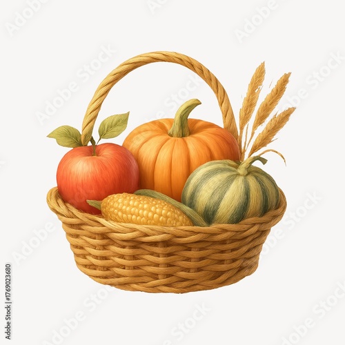 Wallpaper Mural Harvest basket with autumn produce. Torontodigital.ca