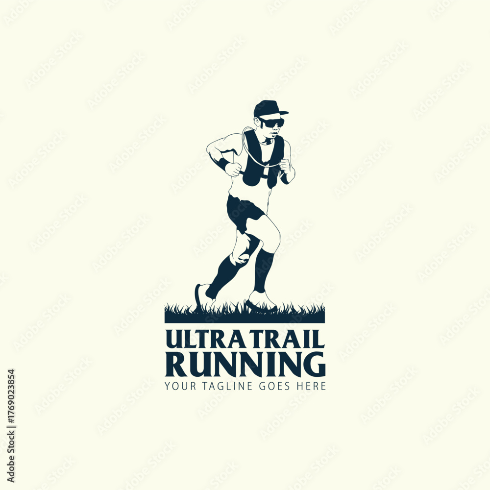 Fototapeta premium Ultra Trail running logo vector illustration on white background