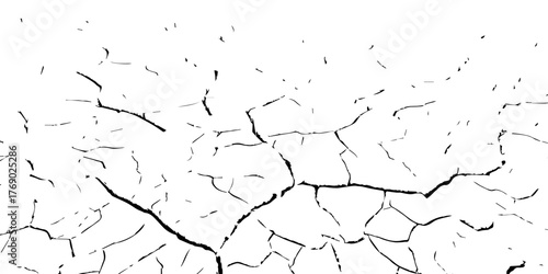 Cracked dry soil texture in high contrast black and white. Abstract pattern symbolizing drought, arid land, and environmental damage. Perfect for design, background, and texture projects.