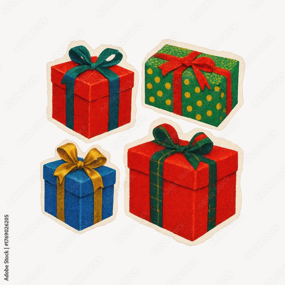 Fototapeta premium Colorful festive gift boxes illustration.