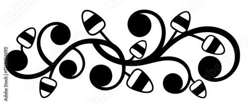 Decorative ornate ornament with candy corn curls — Halloween header border with vintage swirl frame