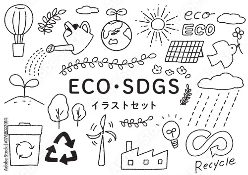 発電や環境関連の手書きイラスト素材