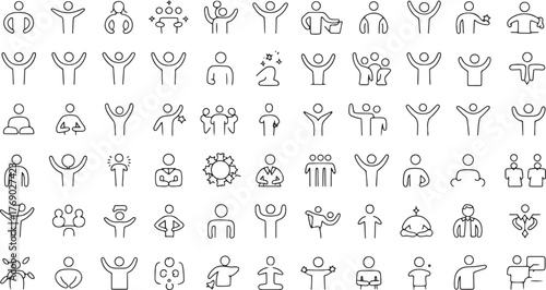 Collection of Simple Line Art Human Figures and Icons