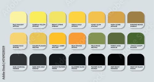 Gymnomystax mexicanus Color Palette. oriole blackbird (Gymnomystax mexicanus) is species of bird in the family Icteridae. Its genus, Gymnomystax color Tone Swatch Chart with HEX Codes and Color Names