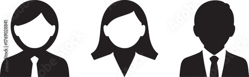 Three Silhouette Figures Business Attire Icons people