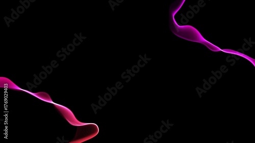 Abstract glowing pink and purple wavy lines. Modern futuristic energy background with copy space. Seamless loop