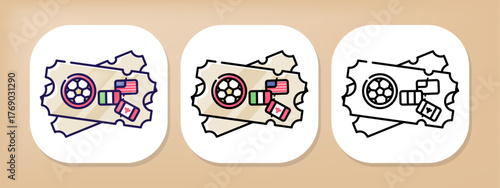 International Sport Match Ticket Football Icon Set
