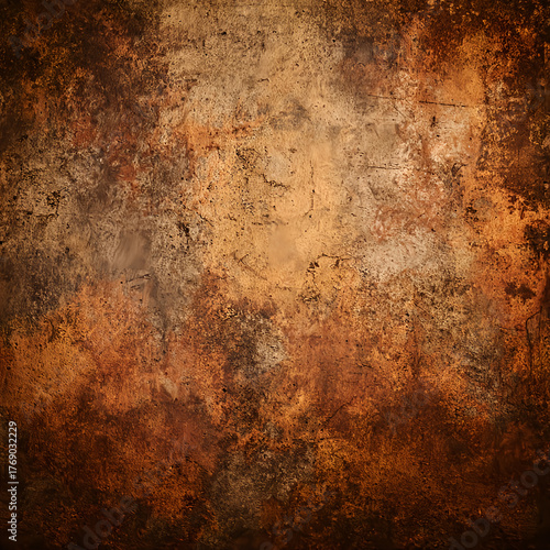 Vintage golden brown metal texture aged grunge surface antique industrial background