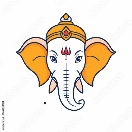 Stylized artistic illustration of Hindu God Ganesha head.