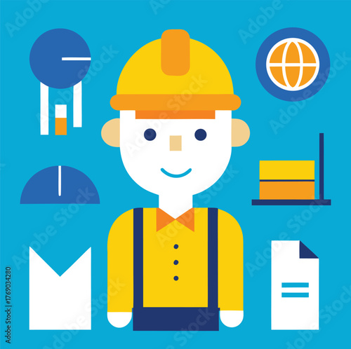 set of funny cartoon builder