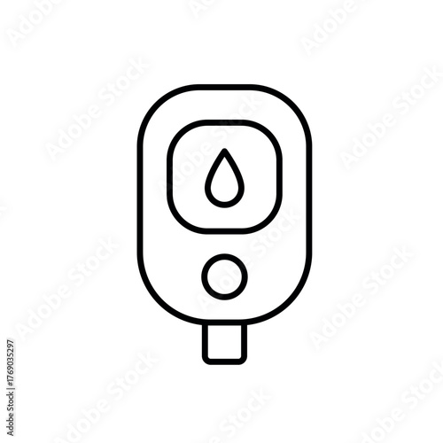 A vector icon of a digital glucometer, used for blood sugar tracking, created in line style with editable stroke
