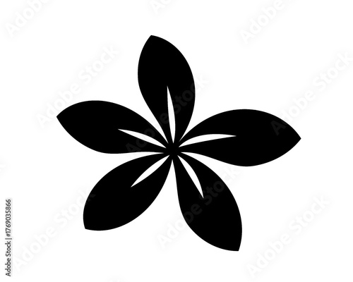 frangipani flower silhouette, icon isolated on white background, style 3
