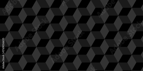 Minimal abstract dark black background from cubes victor art. Geometric tiles and mosaic creative stylish seamless pattern block cube background. minimal hexagon Cubes mosaic shape vector design	
