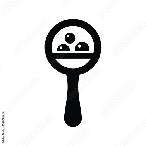 Black and white icon of a whisk with three bubbles