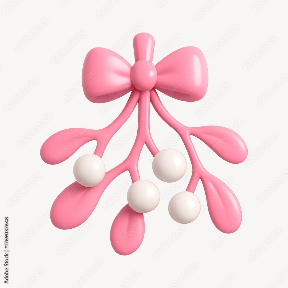 Fototapeta premium Pink mistletoe with white berries.