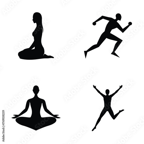 human activity silhouettes vector icon set