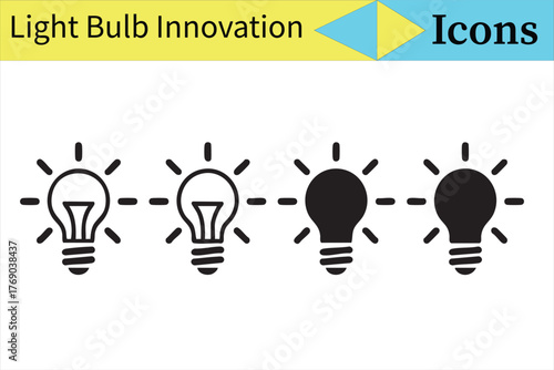 Minimal Light Bulb Icon Set Representing Ideas and Innovation Concepts