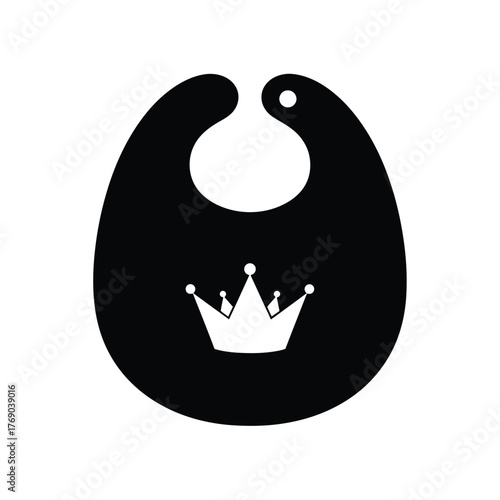 Black baby bib with white crown graphic infant clothing