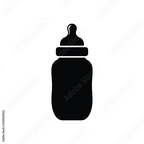 Black baby bottle icon on white background infant feeding