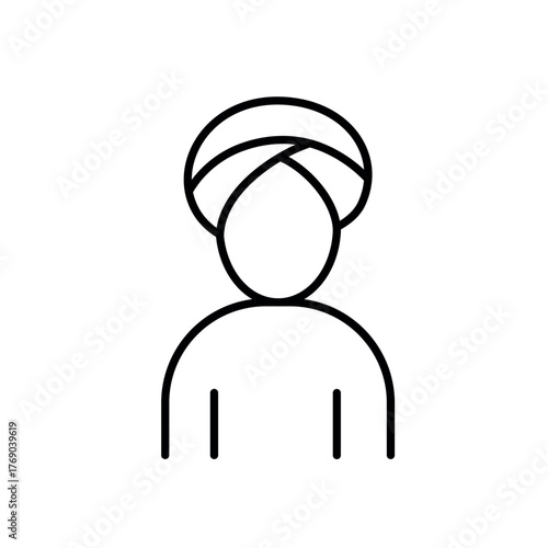 A line icon of a person wearing a turban, representing cultural heritage and ethnic identity.