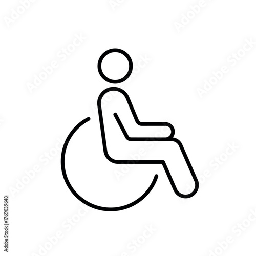 Simplified outline of a seated wheelchair user - universal accessibility and inclusion symbol.