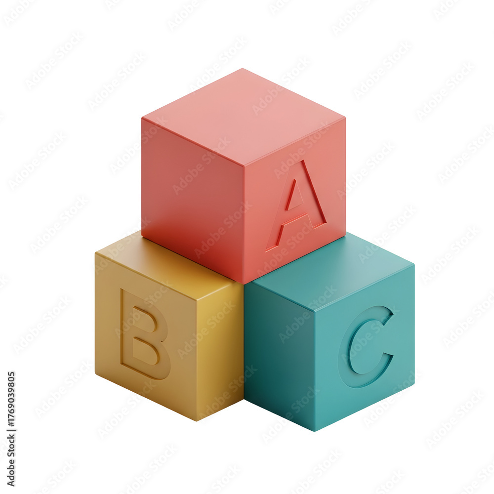 Obraz premium Colorful 3d Alphabet Blocks Against Black