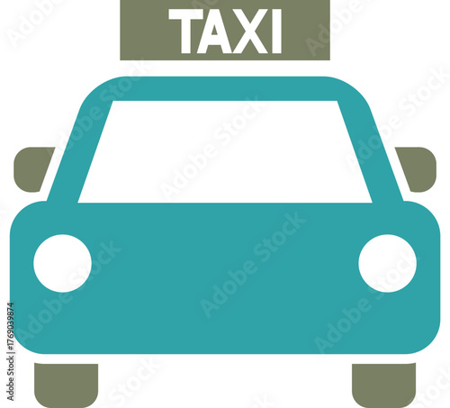 Simple teal taxi cab icon with taxi sign transportation service symbol