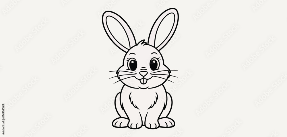 Fototapeta premium Cute cartoon bunny rabbit with big ears and expressive eyes