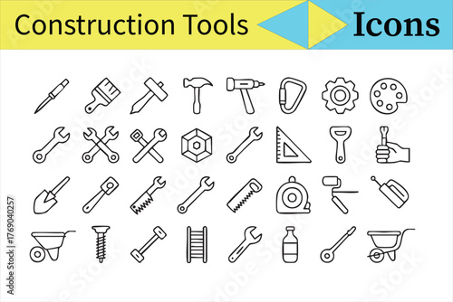 Mechanical and Hand Tool Vector Icons for Industrial and Workshop Graphics