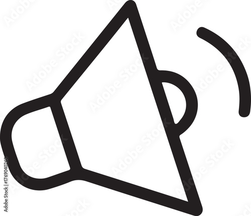 Simple outline icon of a megaphone emitting sound waves
