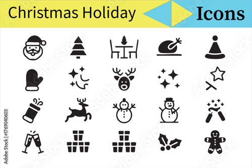 Winter Celebration Icons for Greeting Cards, Posters, and Branding