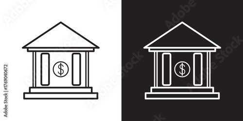Bank icon symbol for apps and websites. Bank sign and symbol, museum, university.