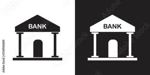 Bank icon symbol for apps and websites. Bank sign and symbol, museum, university.